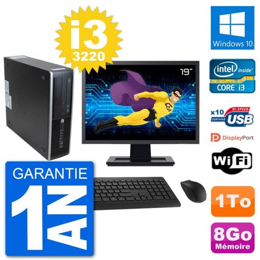 HP 8300 SFF Desktop PC - 19" Screen, Intel i3-3220, 8GB RAM, 1TB HDD, Windows 10, WiFi