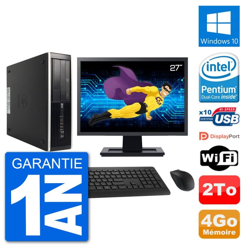 HP 8300 Elite SFF PC - 27" Screen, Intel G630, 4GB RAM, 2TB HDD, Windows 10, WiFi