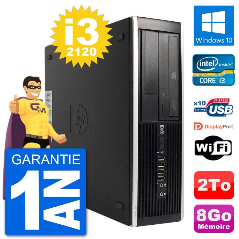 HP 8300 Elite SFF Desktop PC - Intel i3-2120, 8GB RAM, 2TB HDD, Windows 10, WiFi