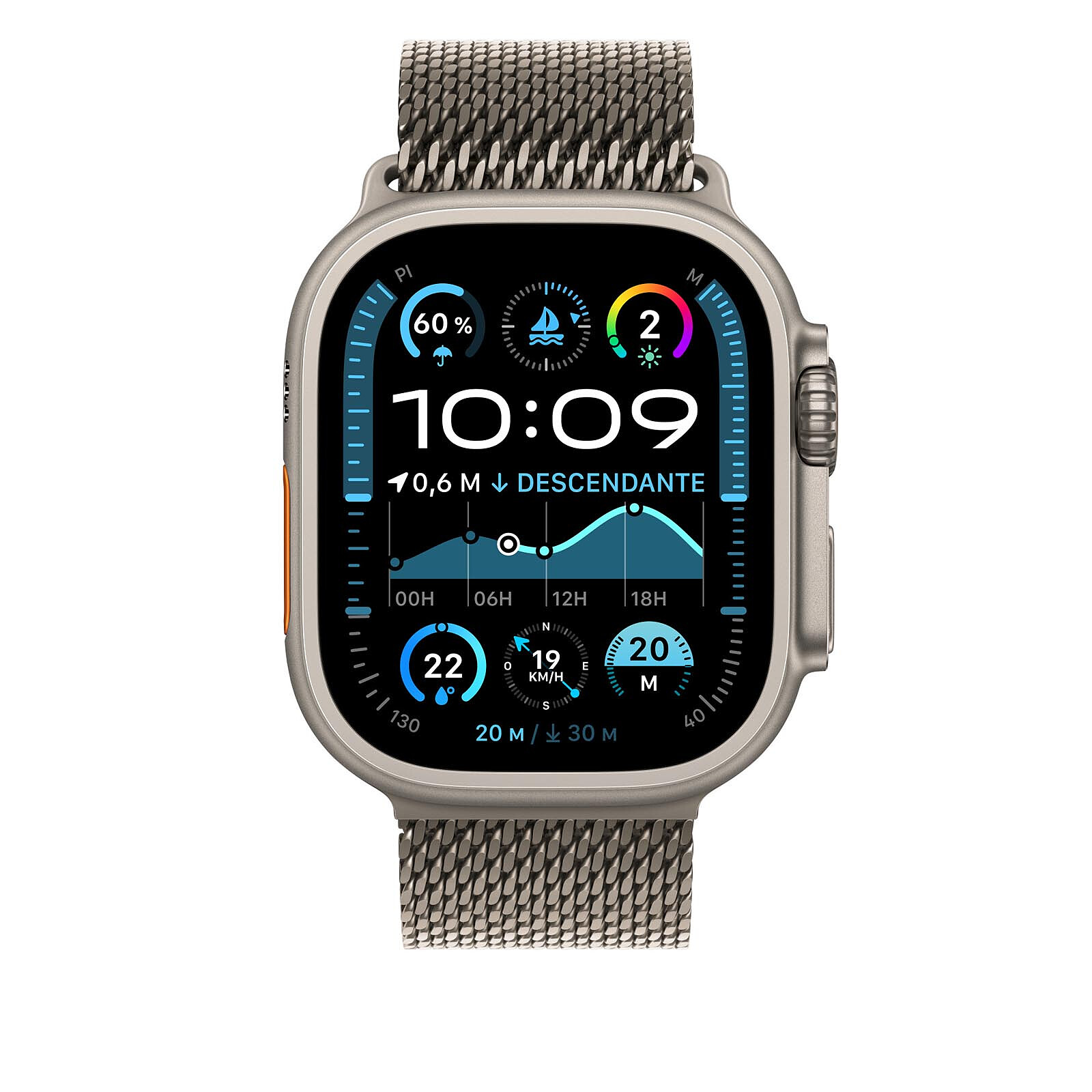 Apple Milanese natural titanium bracelet 49 mm - Medium 