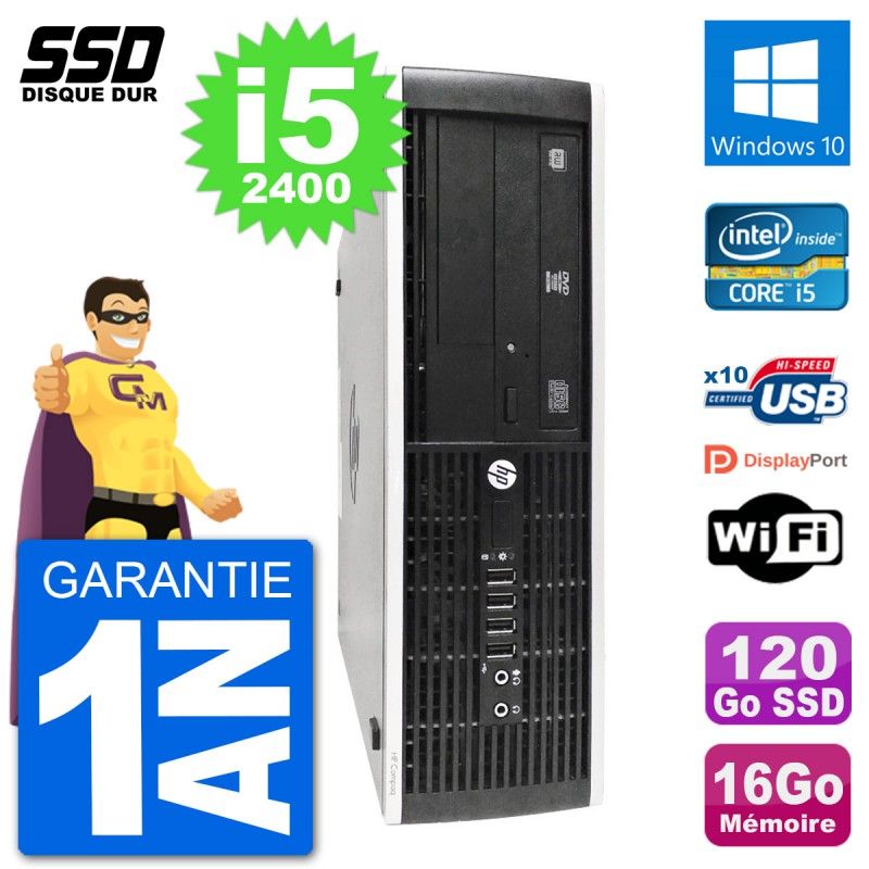 HP 8300 Elite SFF PC - Intel i5-2400, 16GB RAM, 120GB SSD, Windows 10, WiFi