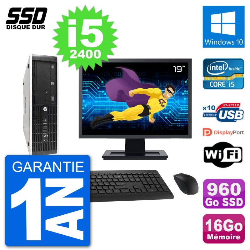 HP 8300 Elite SFF Computer | 19" Screen | Intel i5-2400 | 16GB RAM | 960GB SSD