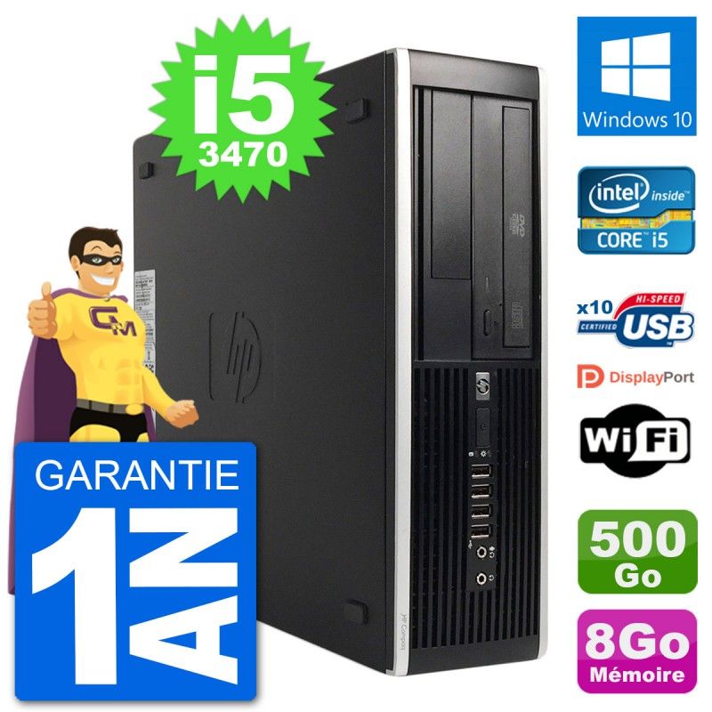Ordinateur de bureau HP 8300 Elite SFF - Intel Core i5-3470, 8 Go de RAM, 500 Go HDD, Windows 10, Wi-Fi