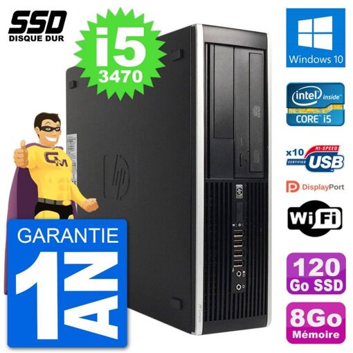 HP 8300 Elite SFF PC - Intel i5-3470, 8GB RAM, 120GB SSD, Windows 10, WiFi