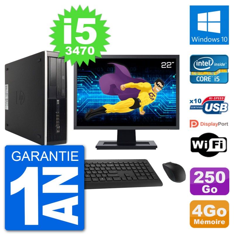 HP 8300 SFF Desktop PC | 22" Screen | Intel i5-3470 | 4GB RAM | 250GB HDD | Windows 10