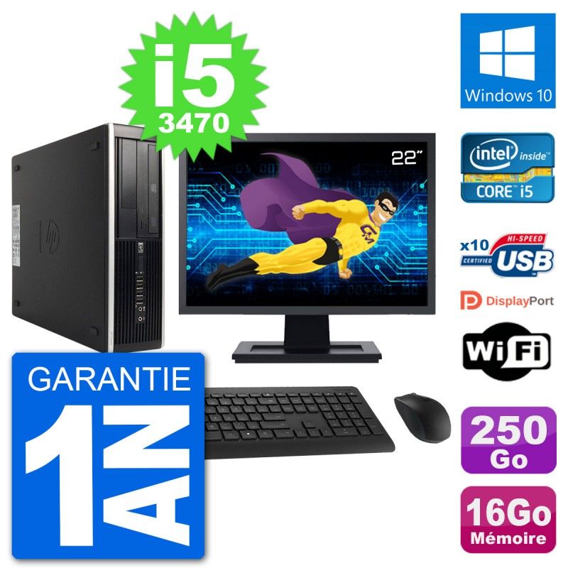 HP 8300 SFF Desktop PC | 22' Screen | Intel i5-3470 | 16GB RAM | 250GB HDD