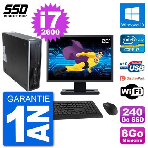 HP 8300 Elite SFF Computer | 22" Screen | Intel i7-2600 | 8GB RAM | 240GB SSD