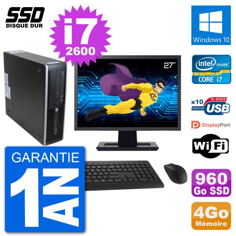 HP 8300 Elite SFF Desktop Computer | 27" Screen | Intel i7-2600 | 4GB RAM | 960GB SSD