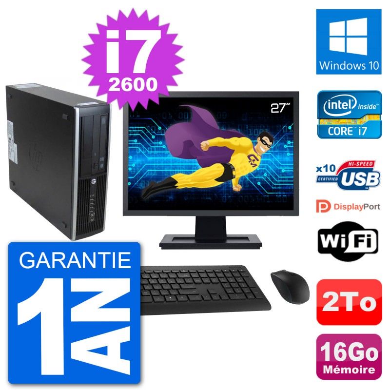 HP 8300 Elite SFF Computer | 27" Screen | Intel i7-2600 | 16GB RAM | 2TB HDD | Windows 10