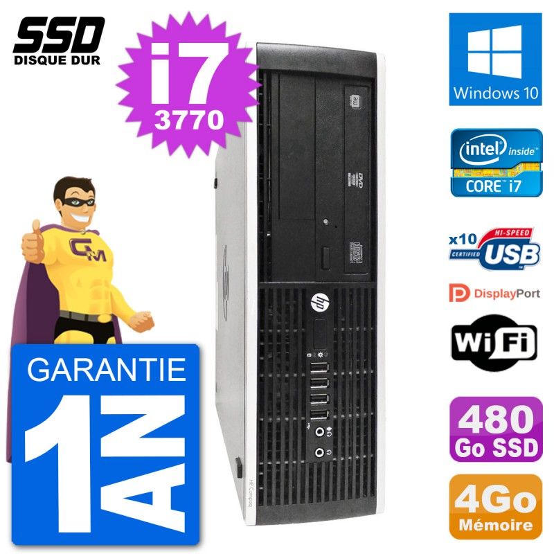 HP 8300 Elite SFF PC - Intel i7, 4GB RAM, 480GB SSD, Windows 10