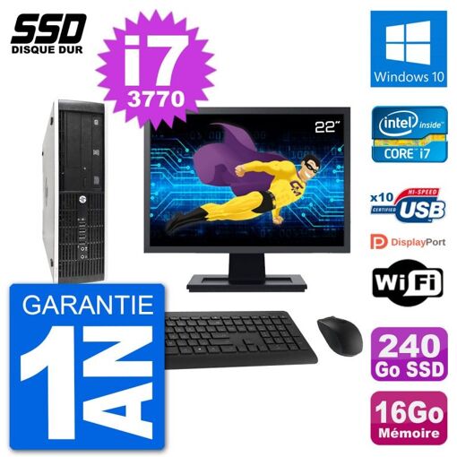 HP 8300 Elite SFF Computer | 22' Screen | Intel i7-3770 | 16GB RAM | 240GB SSD | Windows 10