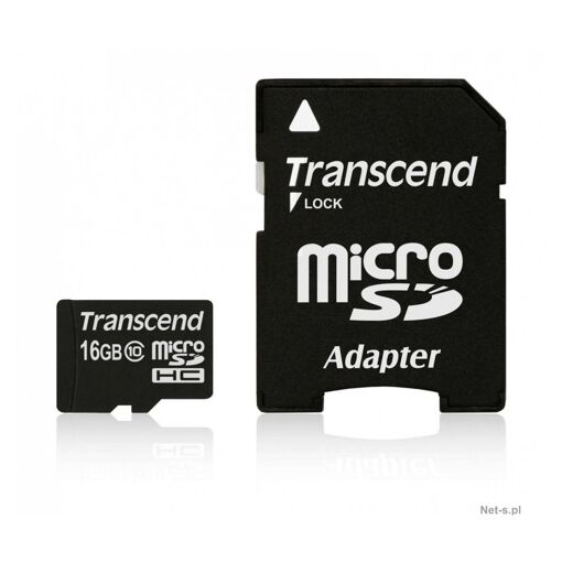 Tarjeta de memoria Transcend 16 GB microSDHC (incluye adaptador SD, clase 10)