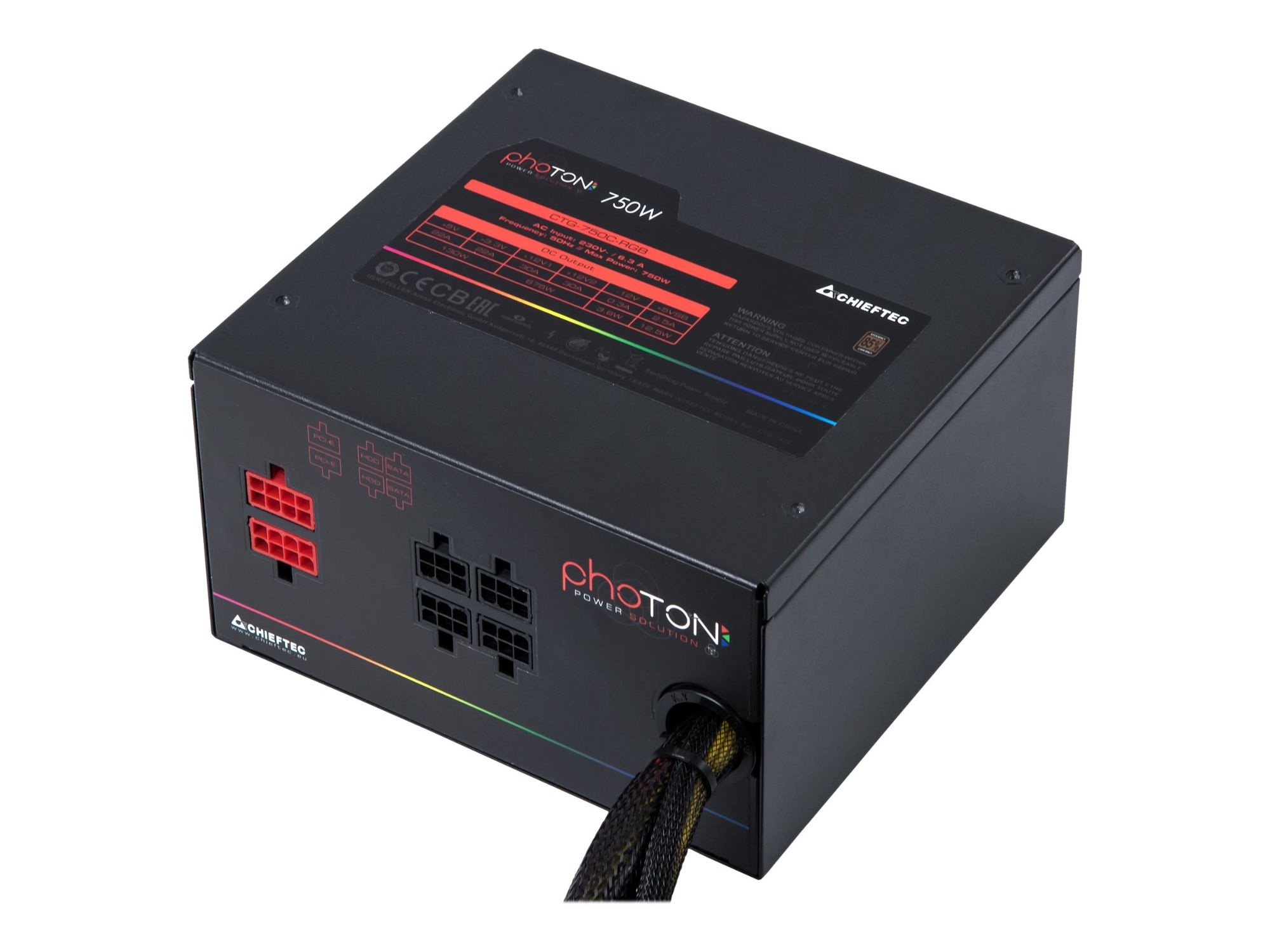 Chieftec Photon Series CTG-750C-RGB - Alimentation PC - ATX12V 2.3/ EPS12V - CA 230 V - 750 watt - PFC active