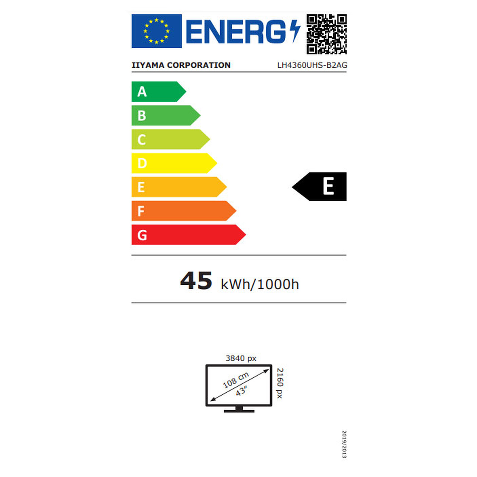 iiyama 43" LED - Prolite LH4360UHS-B2AG