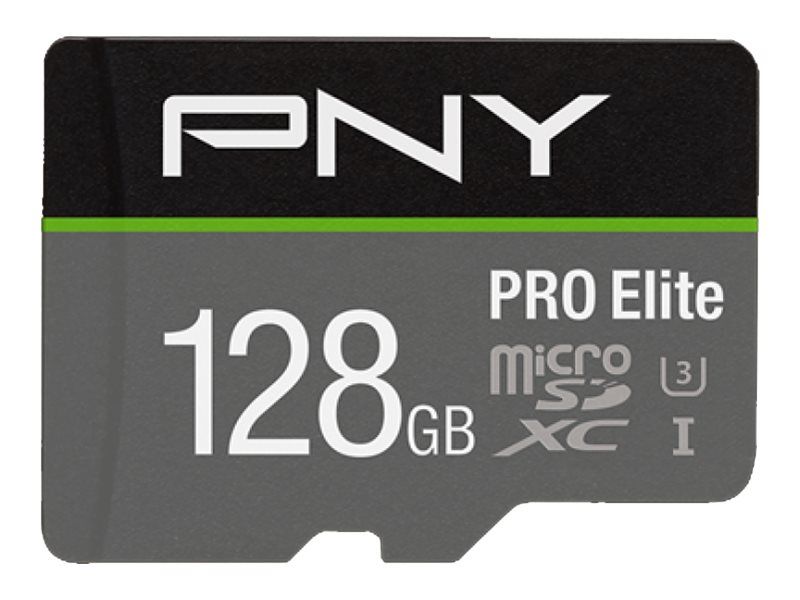 PNY PRO Elite Flash Memory Card (SD Adapter Included) - 128GB - A1 / Video Class V30 / UHS-I U3 / Class10 - microSDXC UHS-I