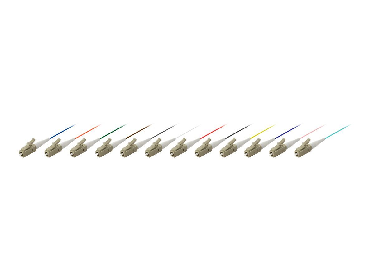 Digital Data Communications Pro Fiber Patch Cable - LC/PC (M) - 1m - 50/125 Micron OM4 - Halogen-Free - Multicolor (Pack of 12)