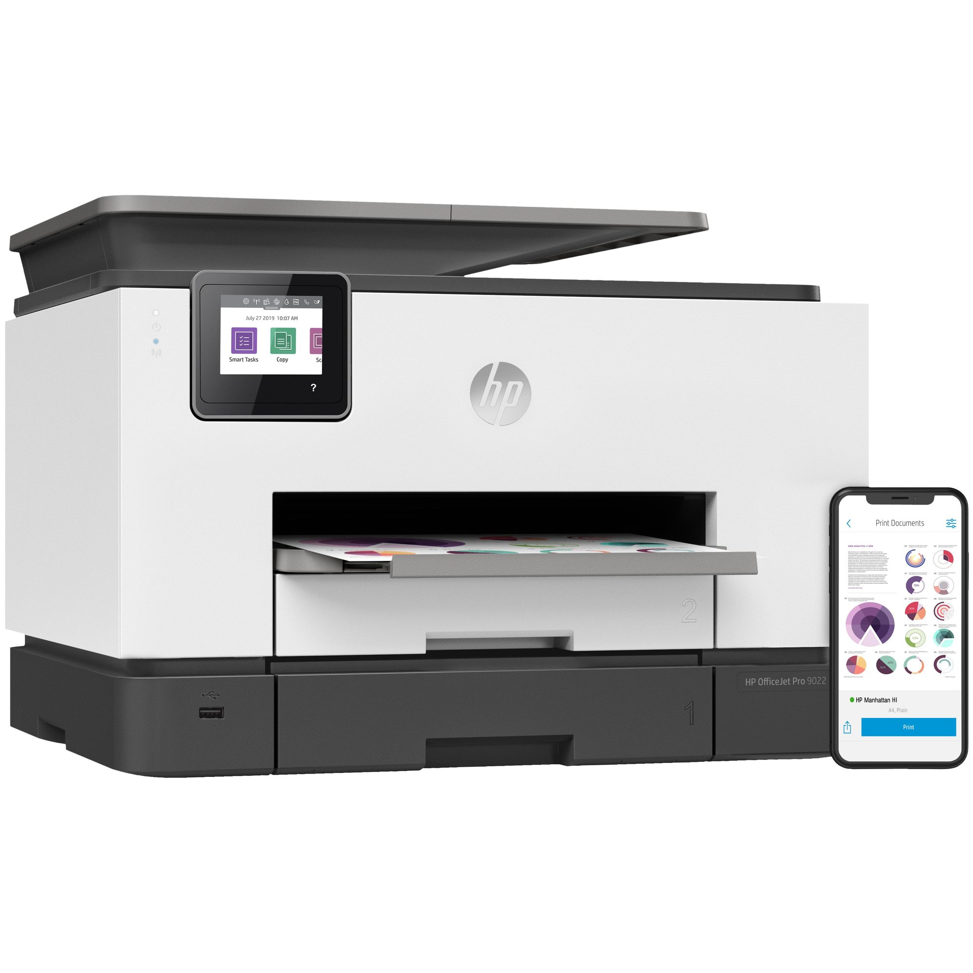 HP OfficeJet Pro 9022 Wireless Color All-in-One Printer, Instant Ink; Two-Sided Printing