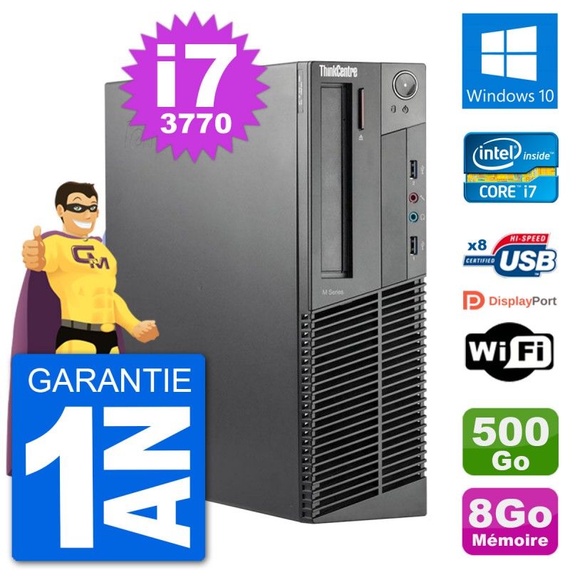 Lenovo M92p SFF Desktop PC - Intel i7-3770, 8GB RAM, 500GB HDD, Windows 10, WiFi