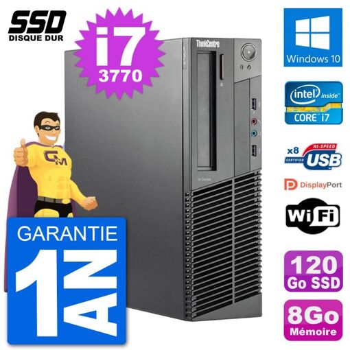 Lenovo ThinkCentre M92p SFF Desktop PC - Intel i7-3770, 8GB RAM, 120GB SSD, Windows 10, WiFi