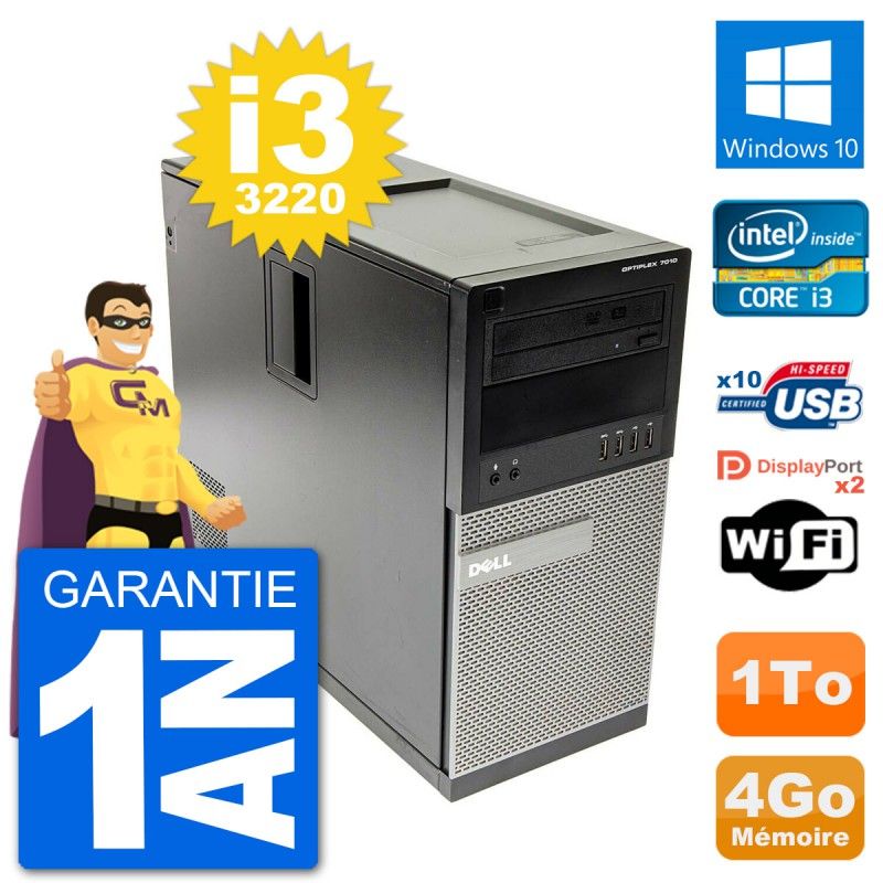 Dell Optiplex 7010 Desktop Computer - Intel Core i3-3220, 4GB RAM, 1TB HDD, Windows 10