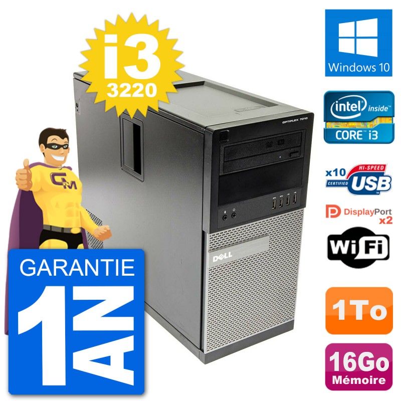 Dell Optiplex 7010 Desktop PC - Intel Core i3-3220, 16GB RAM, 1TB HDD, Windows 10
