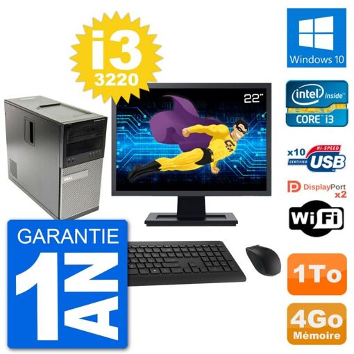 Dell Optiplex 7010 Desktop PC - 22" Screen, Intel i3-3220, 4GB RAM, 1TB HDD, Windows 10