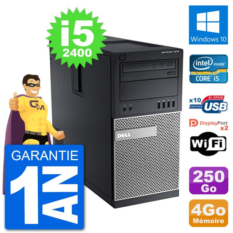 Dell Optiplex 7010 Desktop PC - Intel Core i5, 4GB RAM, 250GB HDD, Windows 10, WiFi