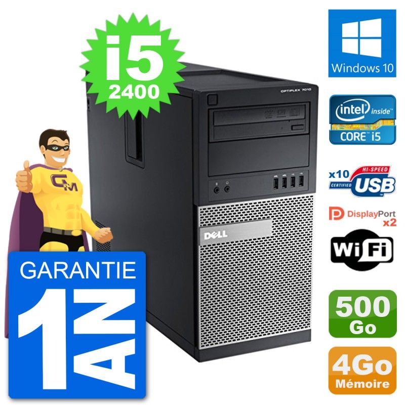 Dell Optiplex 7010 Desktop Computer - Intel Core i5-2400, 4GB RAM, 500GB HDD, Windows 10, WiFi