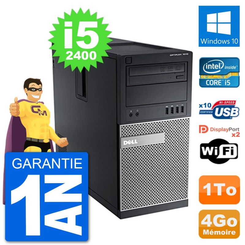 Dell Optiplex 7010 Desktop PC - Intel Core i5-2400, 4GB RAM, 1TB HDD, Windows 10, WiFi