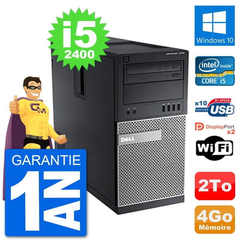 Dell Optiplex 7010 Desktop PC - Intel Core i5-2400, 4GB RAM, 2TB Hard Drive, Windows 10, WiFi