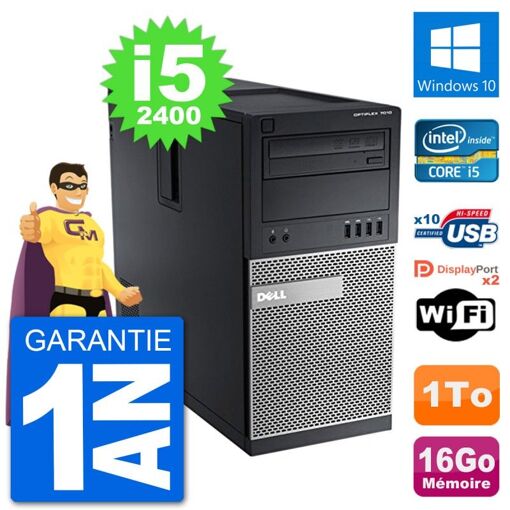 Dell Optiplex 7010 Desktop PC - Intel Core i5-2400, 16GB RAM, 1TB HDD, Windows 10, WiFi