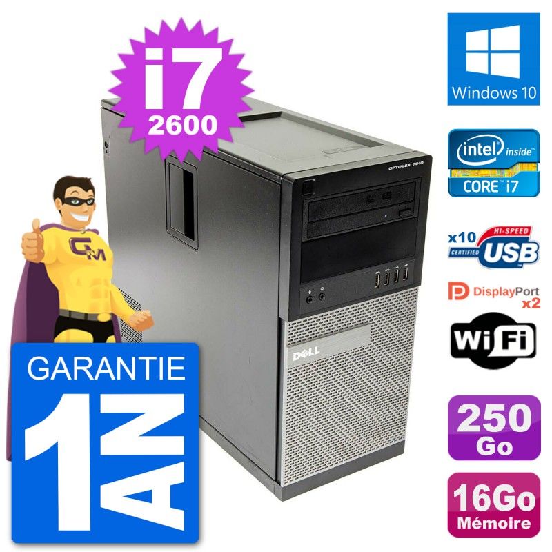 Dell Optiplex 7010 Desktop PC - Intel Core i7, 16GB RAM, 250GB HDD, Windows 10