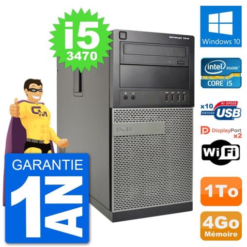 Dell Optiplex 7010 Desktop PC - Intel Core i5, 4GB RAM, 1TB HDD, Windows 10, WiFi