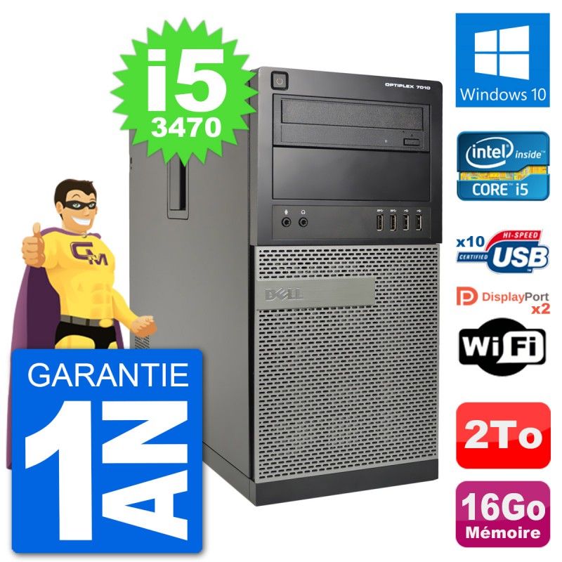 Dell Optiplex 7010 Desktop PC - Intel Core i5-3470, 16GB RAM, 2TB HDD, Windows 10, WiFi