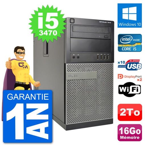 Dell Optiplex 7010 Desktop PC - Intel Core i5-3470, 16GB RAM, 2TB HDD, Windows 10, WiFi