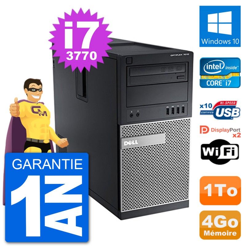 Dell Optiplex 7010 Desktop PC - Intel Core i7-3770, 4GB RAM, 1TB HDD, Windows 10, WiFi