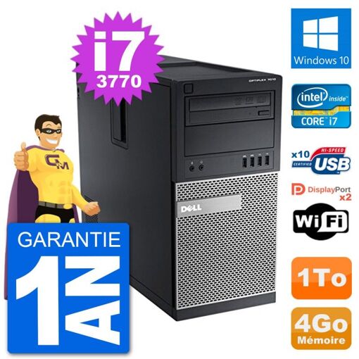 Dell Optiplex 7010 Desktop PC - Intel Core i7-3770, 4GB RAM, 1TB HDD, Windows 10, WiFi