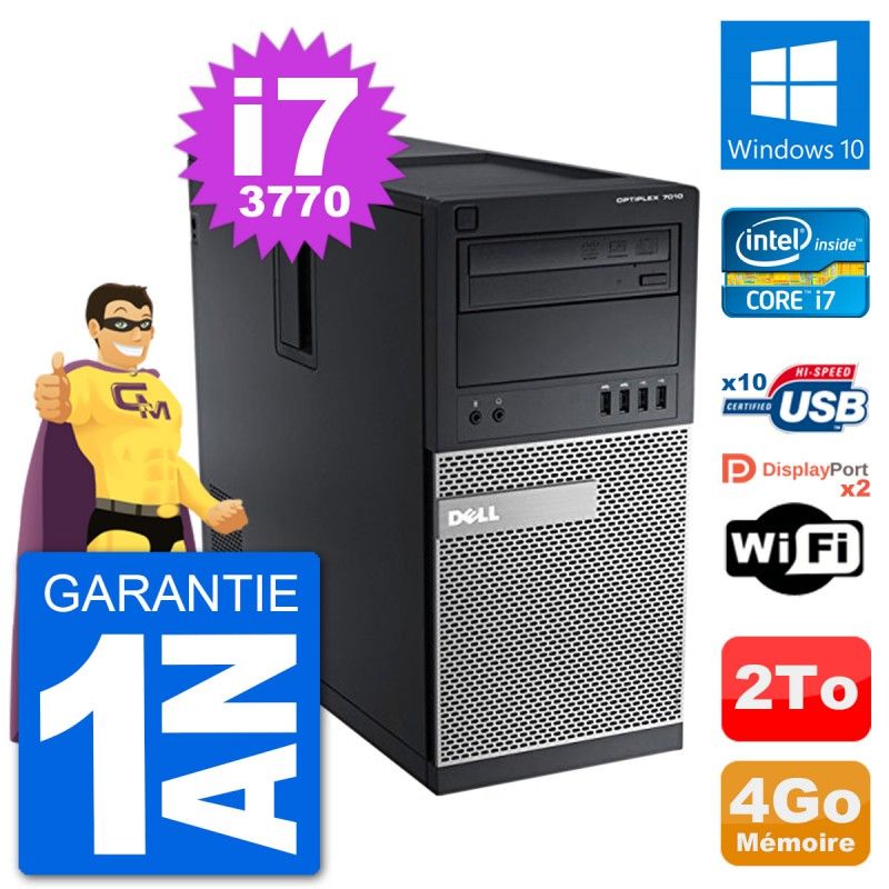 Dell Optiplex 7010 Desktop PC - Intel Core i7-3770, 4GB RAM, 2TB HDD, Windows 10, WiFi