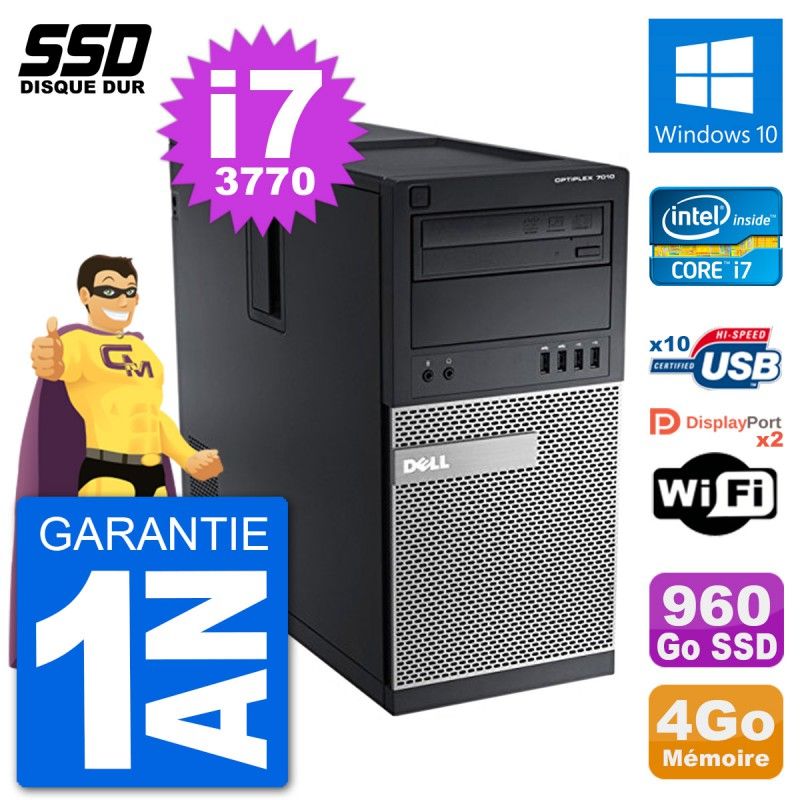 PC de escritorio Dell OptiPlex 7010 - Procesador Intel Core i7, 4GB de RAM, 960GB SSD, Windows 10, WiFi