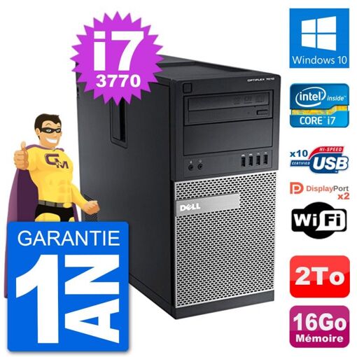 Dell Optiplex 7010 Desktop Computer, Intel Core i7-3770, 16GB RAM, 2TB HDD, Windows 10, WiFi