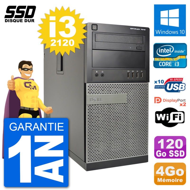 Dell OptiPlex 7010 Desktop PC - Intel Core i3-2120, 4GB RAM, 120GB SSD, Windows 10, WiFi