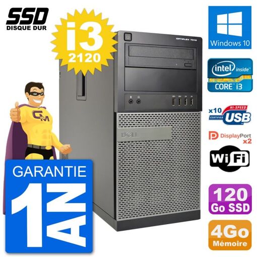 Dell OptiPlex 7010 Desktop PC - Intel Core i3-2120, 4GB RAM, 120GB SSD, Windows 10, WiFi