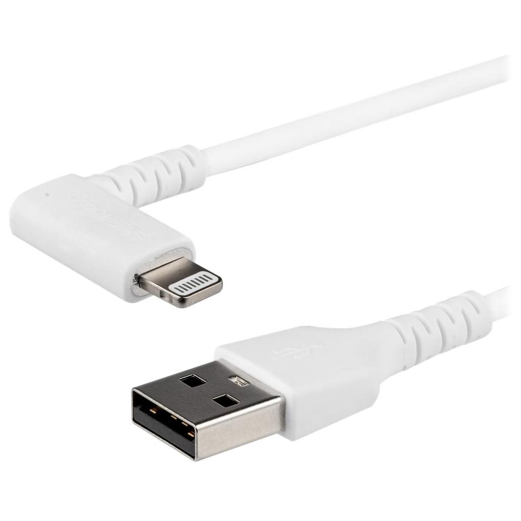 Cable USB-A a Lightning de StarTech.com Robusto, 1 m, con Doble de 90° - Cable de Datos y Carga Certificado Apple MFi Lightning a USB Tipo A con Refuerzo de Aramida (RUSBLTMM1MWR)