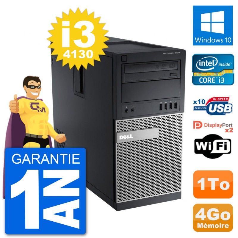 Dell Optiplex 9020 Desktop PC - Intel Core i3-4130, 4GB RAM, 1TB HDD, Windows 10, WiFi