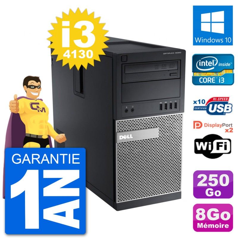 Dell Optiplex 9020 Desktop PC - Intel Core i3-4130, 8GB RAM, 250GB HDD, Windows 10, WiFi