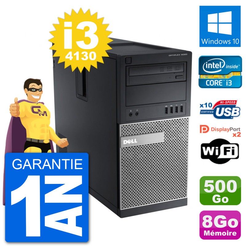 Dell Optiplex 9020 Desktop PC - Intel Core i3-4130, 8GB RAM, 500GB HDD, Windows 10, WiFi