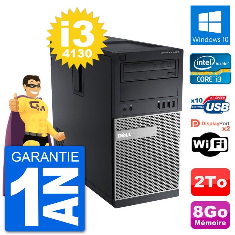 Dell Optiplex 9020 Desktop Computer, Intel Core i3-4130, 8GB RAM, 2TB HDD, Windows 10, WiFi