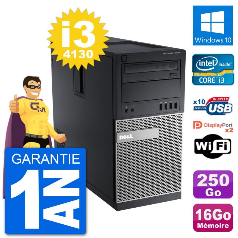 Dell Optiplex 9020 Desktop PC - Intel Core i3-4130, 16GB RAM, 250GB Hard Drive, Windows 10, WiFi