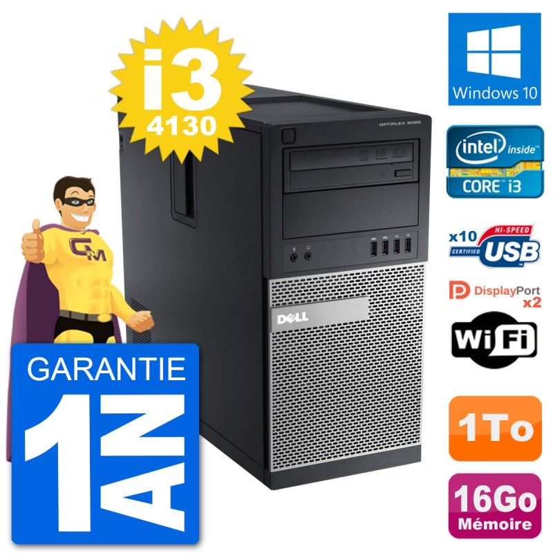 Dell Optiplex 9020 Desktop PC - Intel Core i3-4130, 16GB RAM, 1TB HDD, Windows 10, WiFi