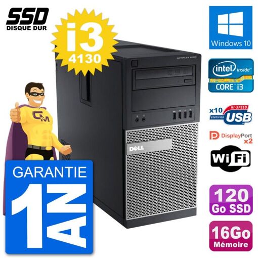 Dell OptiPlex 9020 Desktop PC - Intel Core i3-4130, 16GB RAM, 120GB SSD, Windows 10, WiFi